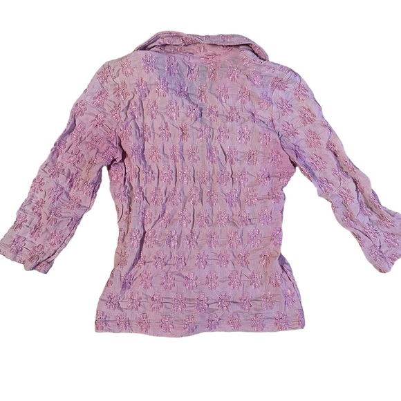 Vintage Pink Quarter Sleeve Collared Top Size Medium - Picture 4 of 5